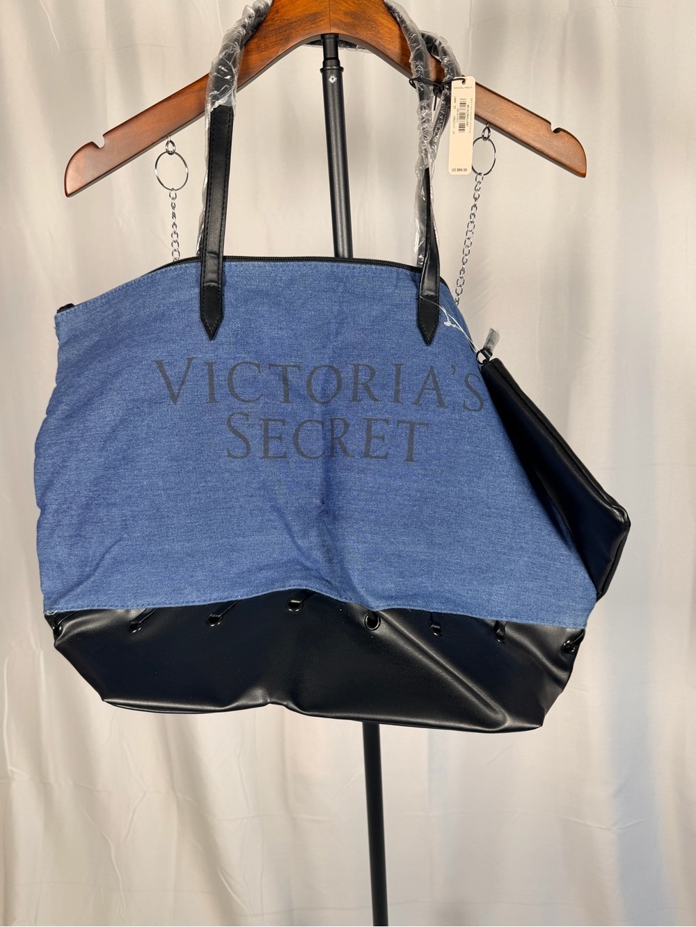 NWT Victoria’s Secret Denim Tote & Matching Wristlet Set